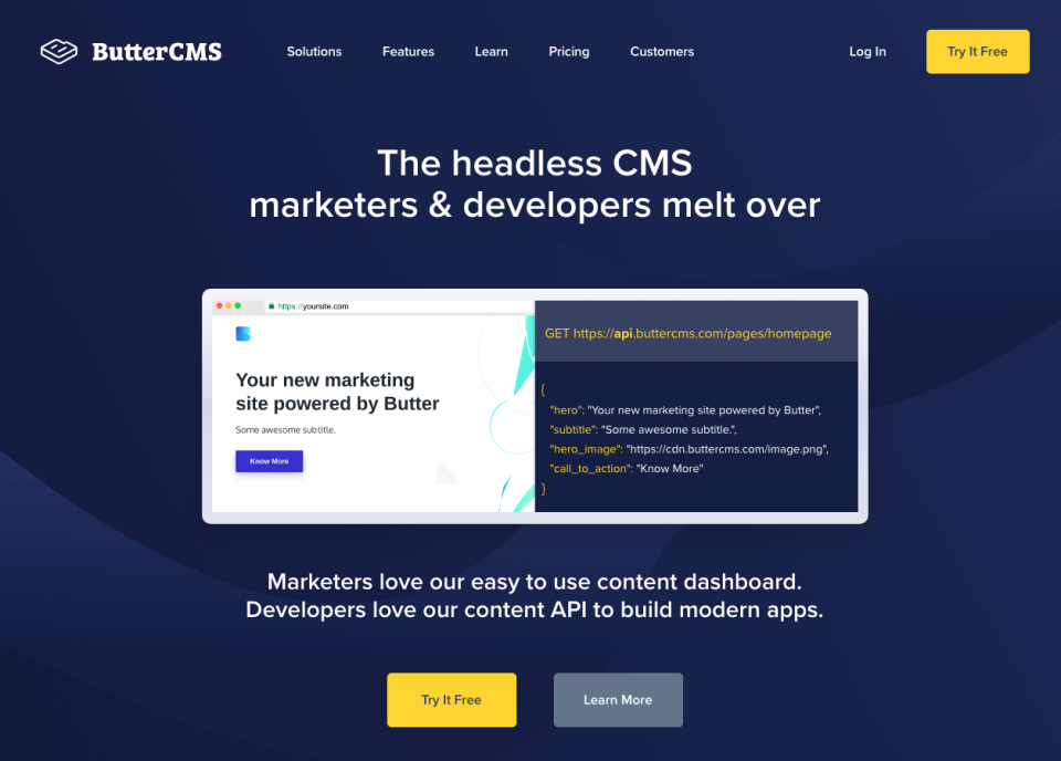 screenshot of Butter CMS